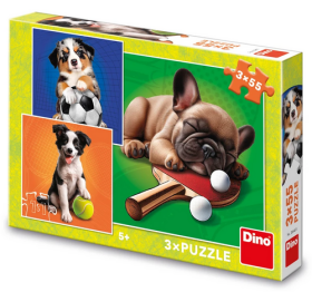 Puzzle Psí sportovci 3x55 dílků
