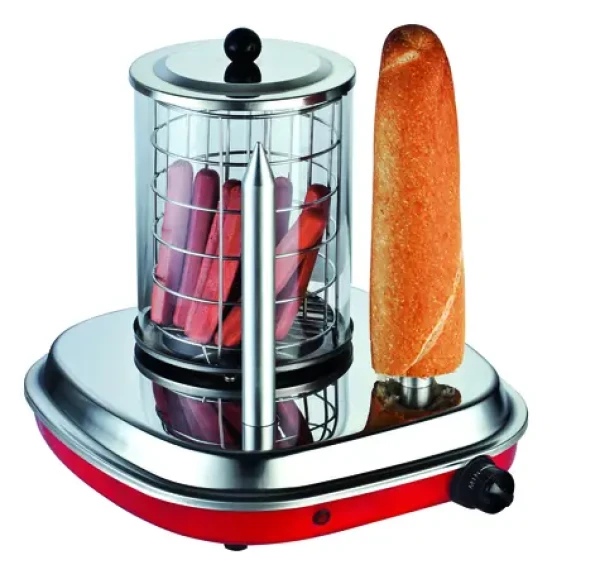 Guzzanti GZ 460 stříbrná-červená / Hotdogovač / 420 W / termostat / 30 - 100°C / 2 kovové trny na pečivo (GZ 460)