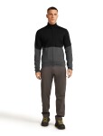 ICEBREAKER Mens 400 RealFleece Descender LS Zip, Black/Obsidian/Cb (vzorek) velikost: M