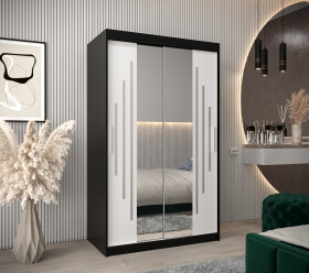 Šatní skříň Abi Y1 Barva korpusu: Černá, Rozměry: 120 cm, Dveře: Bílá