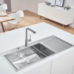GROHE - Dřezy Dřez K1000 s automatickým odtokem, 116x52 cm, kartáčovaná nerez 31581SD1