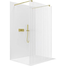 CERANO Sprchová zástěna Walk-in Onyx Duo L/P - 8 mm - kulatá vzpěra - zlatá, rýhované sklo - 150x200 cm