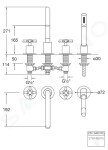 STEINBERG - 250 Baterie na okraj vany, 4-otvorová instalace, růžové zlato 250 2400 RG
