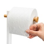 Erga Gasa, držák na toaletní papír se zásobníkem na postavení 62cm, bílá-přírodní hnědá, ERG-YKA-P.GASA-WHT