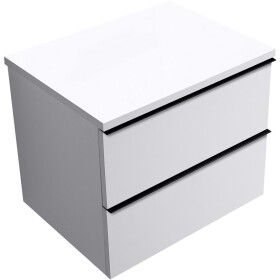 CERANO - Koupelnová skříňka Velora - bílá matná, úchytka černá + deska pod umyvadlo Navira Pro - 36 mm - 70x56,6x46,5 CER-668516