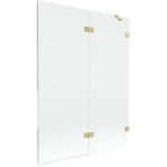 MEXEN/S - Lunar vanová zástěna 2-křídlová pravá 130 x 150, transparent, zlatá kartáčovaná 897-130-100-55-00-P