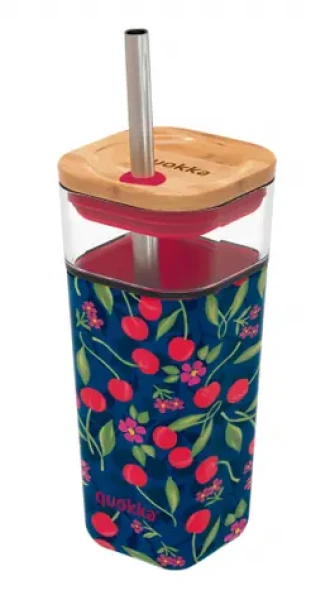 Quokka Liquid Cube 540ml Cherries / Sklenice s víčkem / brosilikátové skla (8412497400591)