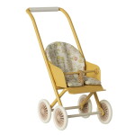 Maileg Kočárek pro zvířátka Maileg Micro Yellow / Beige, žlutá barva, kov, textil