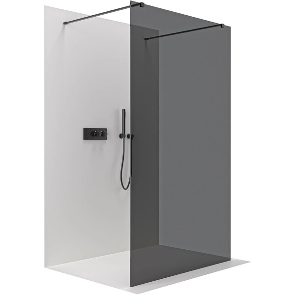CERANO Sprchová zástěna Walk-in Onyx Duo L/P - 8 mm - hranatá vzpěra - černá matná, grafitové sklo - 70x200 cm
