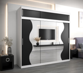 Šatní skříň Abi Mr s nástavcem Dveře: Černá, Rozměr: 250 cm, Korpus: Bílá