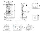 GEBERIT - Duofix Modul pro závěsné WC s tlačítkem Sigma30, bílá/lesklý chrom + Tece One - sprchovací toaleta a sedátko, Rimless, SoftClose 111.355.00.5 NT5