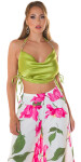 Sexy Koucla Satinlook crop top ruched barva velikost Einheitsgroesse