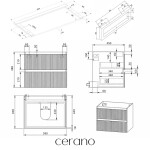 CERANO - Koupelnová skříňka Carole - bílá matná rýhovaná + deska pod umyvadlo Navira Pro - 36 mm + konzole černá - 120x46x51,6 CER-173290