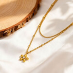 Dvojitý náhrdelník s květinovým motivem Fleur - chirurgická ocel, Zlatá