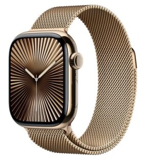 Apple Watch Series 10 GPS+Cellular 42mm Zlaté titanové tělo - Zlatý milánský tah / 130–180 mm (MX083)