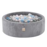 PLUSH NEST PLUSH NEST Hrací sestava s bazénem (3 prvky + bazén Ø 90 × 30 cm) s 200 míčky šedá
