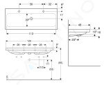 GEBERIT - iCon Dvojumyvadlo 1200x480x160 mm, s přepadem, 2 otvory pro baterie, bílá 501.837.00.1