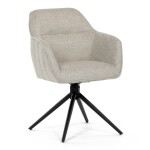 Židle jídelní a konferenční, krémová látka, černé kovové nohy, otočný mechanismus