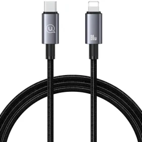 USAMS SJ662 černá / Datový kabel / Lightning - USB-C / 30W rychlonabíjení / 1,2 m / Nylonové opletení (SJ662USB01)