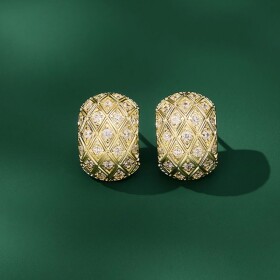 Luxusní náušnice s reliéfním vzorem a zirkony Yves, Zlatá