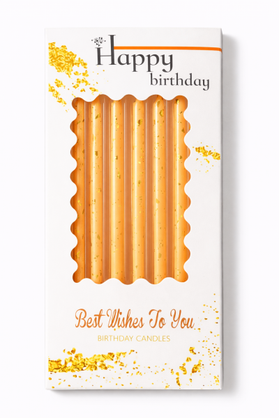 Dortové svíčky žlutá se zlatem 6ks