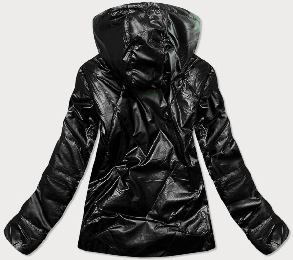 Černá dámská lesklá bunda (W586) odcienie czerni