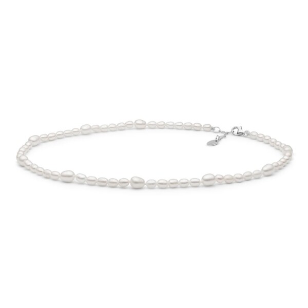 Perlový náhrdelník Helene - pravé perly, stříbro 925/1000, Stříbrná 37 cm + 3 cm (prodloužení) Bílá