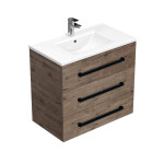 Koupelnová skříňka s černou úchytkou a umyvadlem SAT Cube Way 80x76,5x46 cm dub Wellington mat CUBE46C803DWMOD CUBE46C803DWMOD