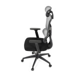 Kancelářská židle, šedá síťovina, černý plast, kolečka na tvrdé podlahy