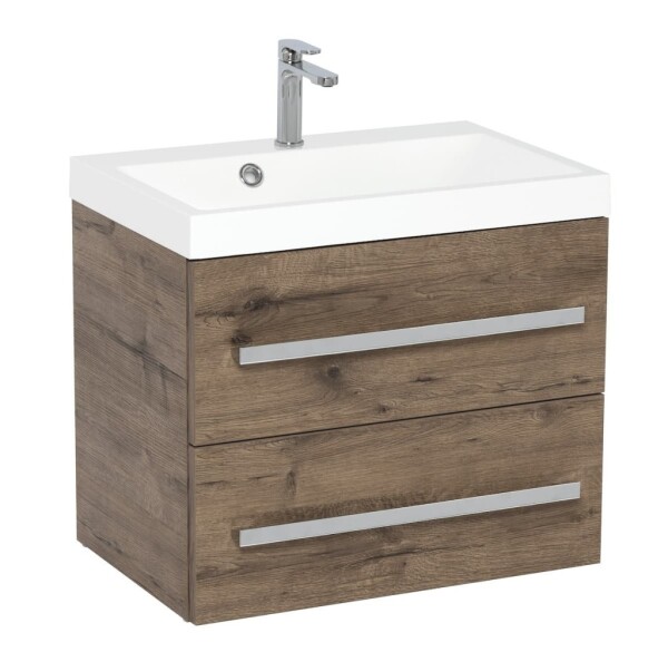 Koupelnová skříňka s umyvadlem SAT Cube Way 60x40 cm dub wellington CUBE260ZDW CUBE260ZDW