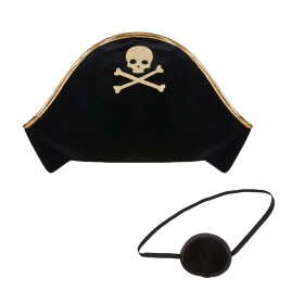 MIMI & LULA Pirátský klobouk a páska přes oko, černá barva, textil