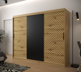 Šatní skříň Abi Jodelka Barva korpusu: Dub artisan, Rozměry: 250 cm, Dveře: Dub artisan