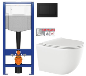CERSANIT předstěnový instalační systém s černým tlačítkem K97-0574 + WC INVENA TINOS + SEDÁTKO K97-526 0574 NO1