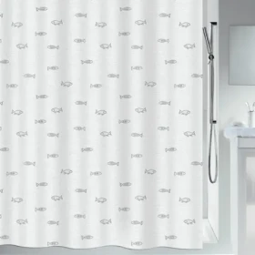 Spirella KOS sprchový závěs motiv rybiček 120 x 200 cm šedý / polyester (7610583010063)