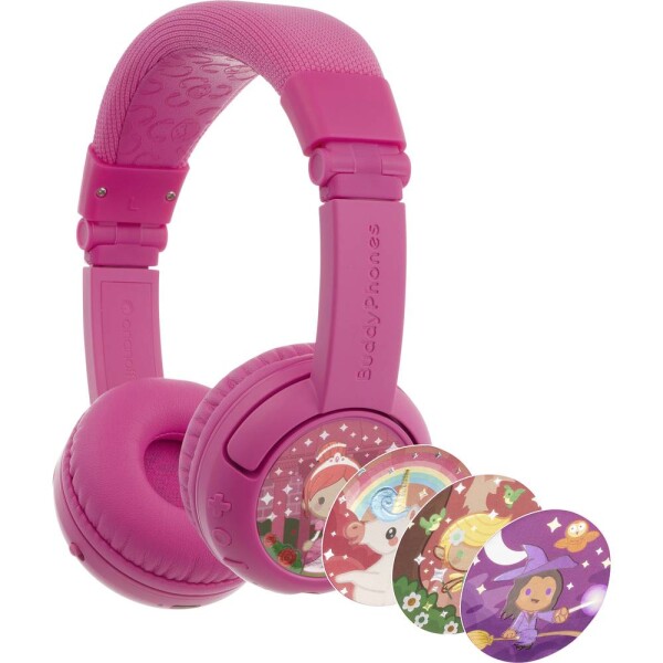 Onanoff BuddyPhones® dětské Sluchátka On Ear Bluetooth®, kabelová růžová omezení hlasitosti, složitelná, headset