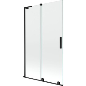 MEXEN/S - Velar L dvoukřídlá posuvná vanová zástěna 110 x 150, transparent, černá 896-110-003-01-70