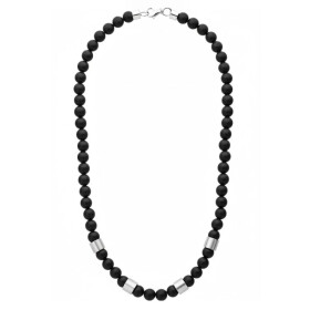 Luxusní pánský korálkový náhrdelník Franc - 8 mm černý onyx, Černá 55 cm