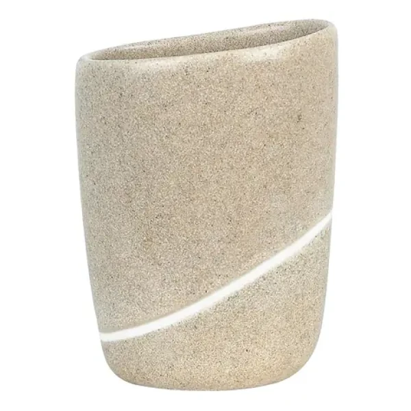 Spirella ETNA kelímek na kartáčky béžový / polyresin / kamenný vzhled (7610583143457)