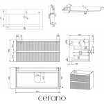 CERANO - Koupelnová skříňka Carole - bílá matná rýhovaná + umyvadlo z lit. mramoru Ovo - bílá lesklá - 100,5x53x46,5 CER-868414