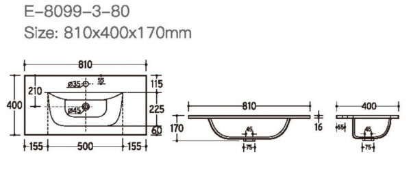COMAD - Nábytkové umyvadlo SKY 80cm 5907611662649