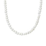 Dlouhý perlový náhrdelník Pauline Gold - sladkovodní perla, Zlatá 70 cm + 5 cm (prodloužení) Bílá