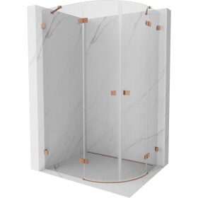 MEXEN/S - Lunar sprchový kout čtvrtkruh křídlový levá 100 x 90, transparent, měď kartáčovaná 833-100L-090P-65-00