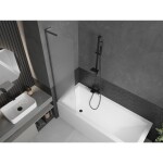 MEXEN/S - Next L vanová zástěna FIX 50 x 150, vzor, gun gray kartáčovaný 895-050-000-03-30-66
