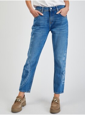 Modré dámské vzorované zkrácené straight fit džíny Pepe Jeans Violet dámské