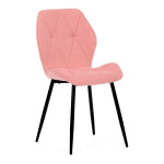 Židle jídelní, růžová látka, černé kovové nohy