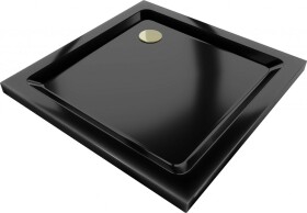 MEXEN/S - Flat sprchová vanička čtvercová slim 70 x 70, černá + zlatý sifon 40707070G