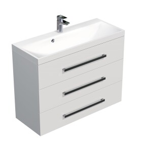 Koupelnová skříňka s umyvadlem SAT Cube Way 100x76,5x40 cm bílá lesk CUBE21003BL CUBE21003BL