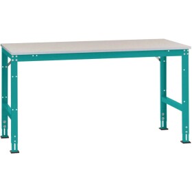Manuflex AU6099.5021 Pracovní Přístavný stůl Univerzální standardní s PVC dekorační deska, Šxhxv = 1750 x 1000 x 760-870 mm vodní modrá