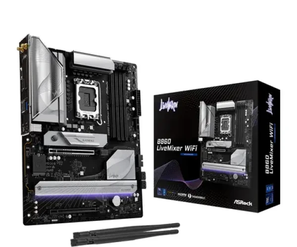 ASRock B860 LiveMixer WiFi / B860 / LGA 1851 / 4x DDR5 / PCIEx 16 / 2.5GLAN / Wi-Fi / ATX (90-MXBQV-A0UAYZ)