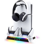 IPega P5S006 Multifunkční Nabíjecí RGB Stojan s Chlazením pro PS5 Slim bílá (57983119051)